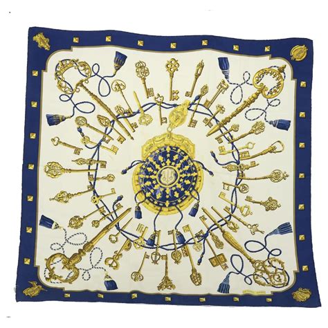 hermes les cles scarf light blue|Hermes clefs scarf.